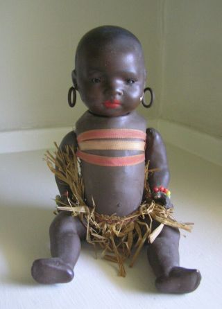 Antique Heubach Koppelsdorf Black Bisque Head Doll 399