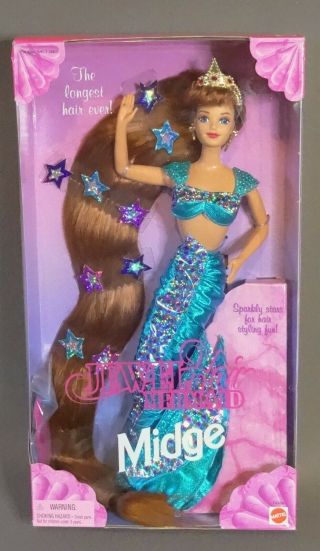 1995 Jewel Hair Mermaid Barbie Midge With The Longest Red Hair Ever Mattel Nib