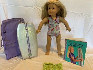 Retired Pleasant Co American Girl Doll 18” Kailey Hopkins Goty 2003,  Surf Board.