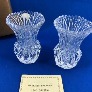 Glass Princess House 3 " Lead Crystal Candle Holders Box Clear 456