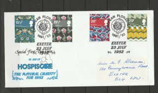 Gb Fdc 1982 Textiles,  Hospiscare Cover,  Exeter Mayoral Charity,  Signed By Angela