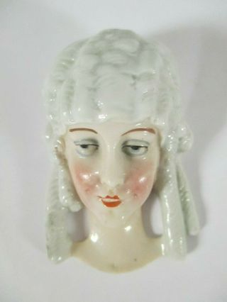 Antique German Porcelain Half Doll Flat Face Victorian Lady 2 1/2 X 1 3/4 Inches