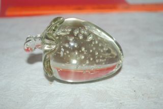 Fenton? Hand Blown Art Glass Strawberry Paperweight With Controlled Bubbles