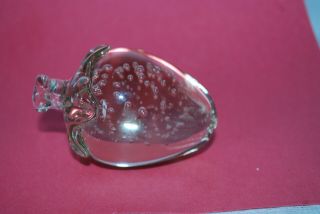 Fenton? Hand Blown Art Glass Strawberry Paperweight With Controlled Bubbles 2