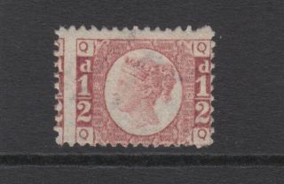Gb Qv 1/2d Rose Sg49 Plate 13 Bantam " Qq " 1870 No Gum / Stamp