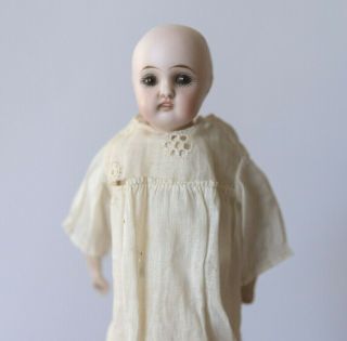 10 " Antique Bisque Head Doll Kid Leather Body,  Underclothes,  Glass Eyes