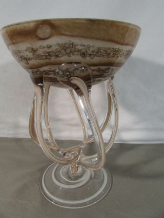 Murano Brown Swirl Pedestal Bowl Dish 3