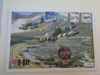 2004 The 60th Anniversary Of D - Day Coin And Stamp First Day Cover.