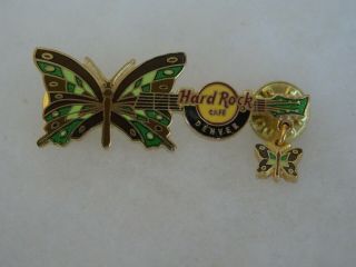 Hard Rock Cafe Pin Denver Butterfly Dangle Guitar 2007