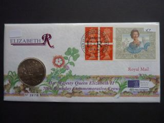 1996 Royal Mail/mint Coin Cover Pnc With Unc Queen Birthday £5 Crown Cellophane