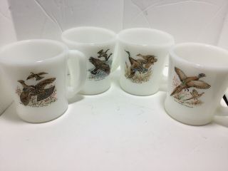 Set Of 4 Vintage Fire King Game Bird Coffee Cups Duck Goose Grouse Pheasant Mugs