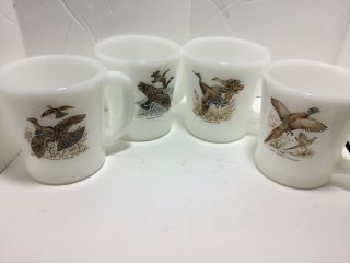 Set of 4 Vintage Fire King Game Bird Coffee Cups Duck Goose Grouse Pheasant Mugs 2