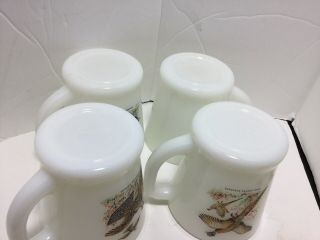 Set of 4 Vintage Fire King Game Bird Coffee Cups Duck Goose Grouse Pheasant Mugs 3