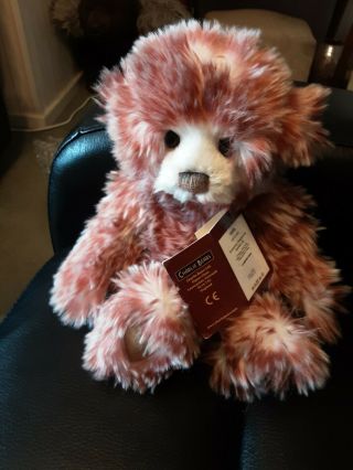 Charlie Bear Edith 2015 12 " Tall Retired Coral Pink Colour With White Tips Exc