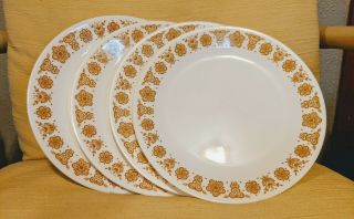 Set Of 4 Corelle Butterfly Gold 10.  25 " Dinner Plates.