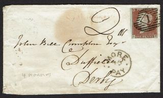 1841 1d Red London 1 Numeral More To Pay Complete Black Wax Seal Bunch Of Grapes