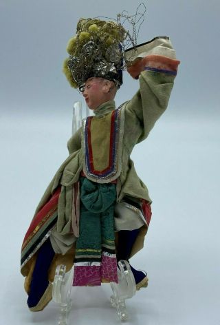 Antique Male Chinese Opera Paper Mache Doll,  6 1/4 ",  Early 1900s`