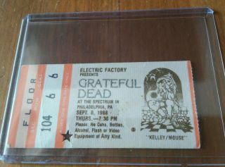 Grateful Dead Mail Order Ticket Stub 09/08/1988 Spectrum Philadelphia Pa