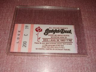 Grateful Dead Mail Order Ticket Stub,  08/25/1993,  Shoreline Amphitheatre,  Ca