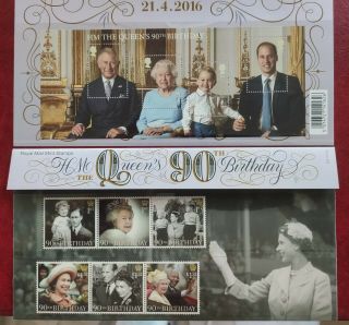 Gb Qeii Comm.  Stamps.  2016 Hm The Queen’s 90th Birthday.  Set & Ms.  Pres.  Packs