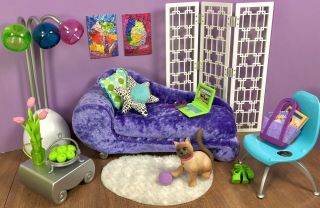Htf Barbie Fashion Fever Living Room Velvety Crush Couch Folding Screen Lamp Set