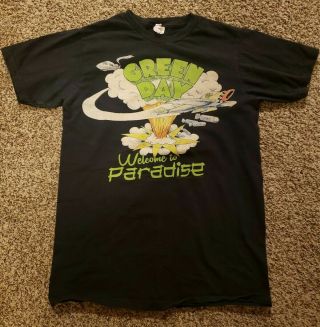 Green Day Adult Medium Bay Island Dookie Black " Welcome To Paradise” T - Shirt