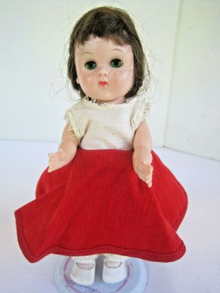 Freckled Vintage 7 " Vogue Ginny Doll Hard Plastic Bent Knee Walker Green Eyes