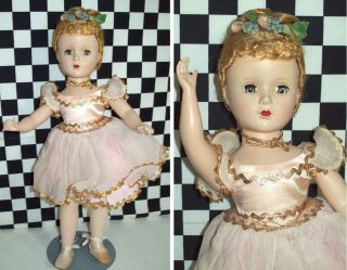 15 " Vintage Madame Alexander Hard Plastic Pink Ballerina All Orig Tagged Dress