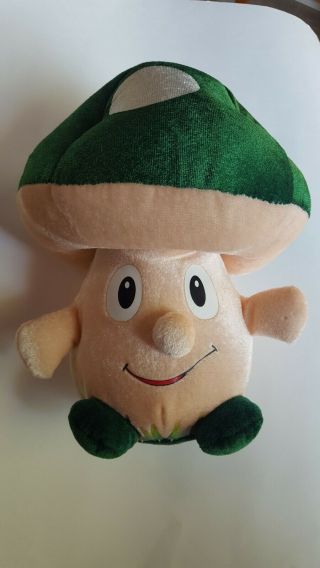Mario Brothers Plush Mushroom Shroom,  Green Cap Toy Factory 2013 10 " Rare