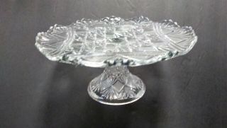 Eapg Small Glass Cake Stand Teutonic Pattern Mckee & Bros.  Ca 1894 9 1/4 " Dia.