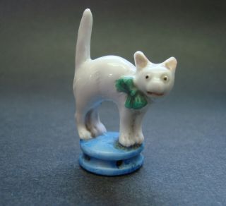 Antique Rare German Porcelain Cat Half Doll Pincushion Top