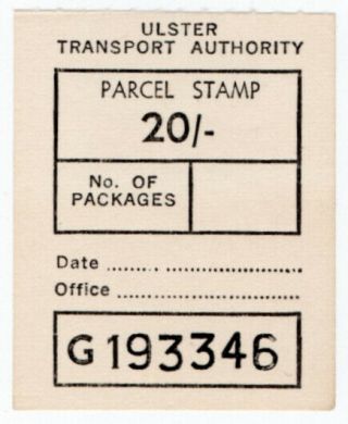 (i.  B) Ulster Transport Authority Railway (n.  Ireland) : Parcel 20/ -