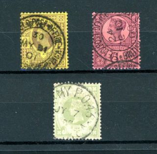 Gb 1887 Issues (3) With South Africa Boer War Postmarks (au174)
