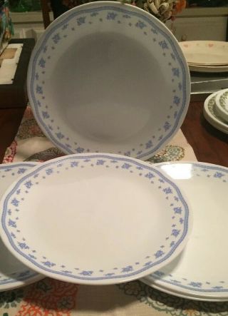 6 Vintage Corelle Morning Blue Flower Dinner Plates 10 "