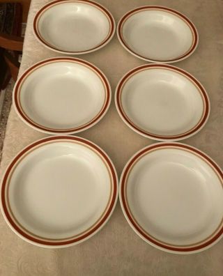 6 Vintage Corelle Cinnamon Chestnut Flat Rimmed Soup Bowls