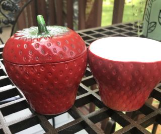 2 Vtg Hazel Atlas Strawberry Milk - Glass Jelly Jam Sugar Dish 1 W/lid 1w/0 Lid