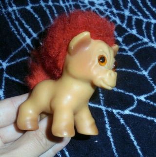 Rare Vintage Dam Things Horse Troll Doll Red Hair Mane & Tail Amber Eyes