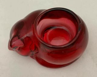 Indiana Glass Ruby Red Sleeping Cat Candle Holders (pair) 3