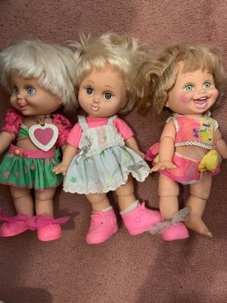 Vintage Dee Dee & So Funny Natalie & So Playful Beth Baby Face Doll Galoob 1990