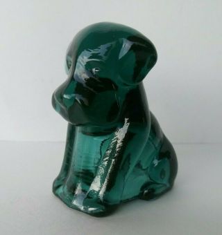 Degenhart - Vintage Teal Green Glass Dog Pooch Figurine