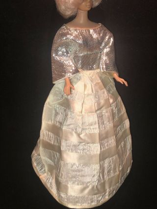 Vintage Barbie Doll Clone Silver Lame Gown Dress Tlc