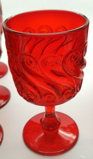 One Of 7 Vintage L G Wright Ruby " S Repeat " Water Goblet 6 "