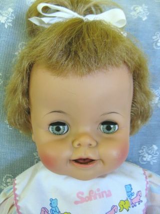 23 " Ideal Bibsy Vintage Baby Doll,  Squeaks And Closes Mouth,  Playpal Size,