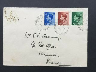 Gb 1936 Keviii Sg457/459/460 On Fdi Cover Postmark 1 Sp 36 Reynoldston (wales)
