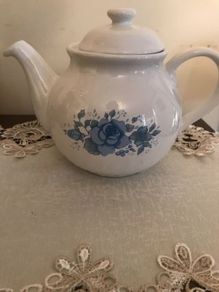 Corelle Coordinates Blue Velvet Rose Tea Pot With Lid Teapot