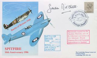 Spitfire 50th Anniversary Fdc Signed By Dr Gordon Mitchell Son Of R.  J Mitchell