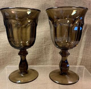 Imperial Glass Old Williamsburg Brown 6 - 1/2 " Water/ Wine Goblets - Set 2