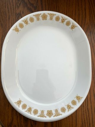 Vtg Corelle Butterfly Gold Dinner Serving Platter Oval Plate 12 X 10 Inches