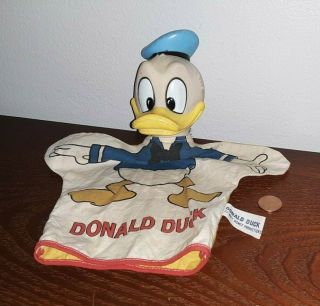 Vintage Walt Disney Productions Donald Duck Hand Puppet - Made In Japan