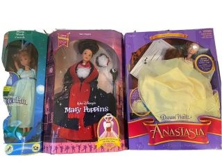 Walt Disney Mary Poppins Doll & Wendy Peter Pan And Anastasia Doll
